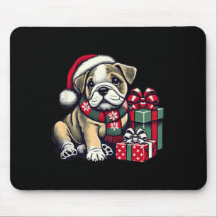 Xmas Santa Hat English Bulldog 1 Mouse Mat