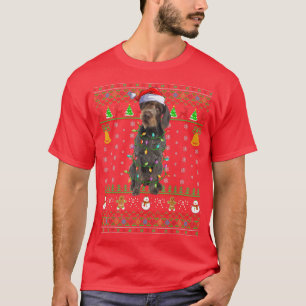Xmas Santa Hat German Wirehaired Pointer Dog Ugly  T-Shirt