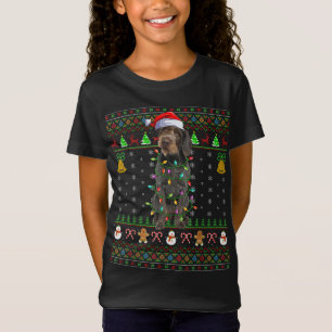 Xmas Santa Hat German Wirehaired Pointer Dog Ugly  T-Shirt