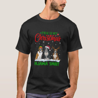 Xmas Santa Hat Reindeer Bernard Dog Christmas Paja T-Shirt