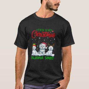 Xmas Santa Hat Reindeer Bichon Frise Dog Christmas T-Shirt