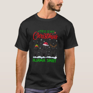 Xmas Santa Hat Reindeer Black Labrador Dog Christm T-Shirt