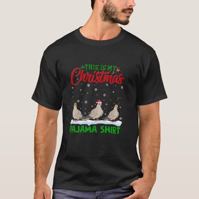 Xmas Santa Hat Reindeer Mourning Dove Christmas Pa T-Shirt (Front)