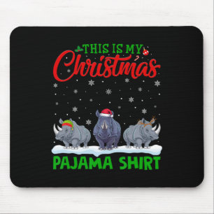 Xmas Santa Hat Reindeer Rhino Christmas Pajama Mouse Mat
