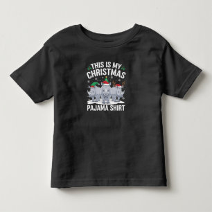 Xmas Santa Hat Reindeer Rhino Christmas Pajama  Toddler T-Shirt