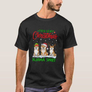 Xmas Santa Hat Reindeer Shiba Inu Dog Christmas Pa T-Shirt