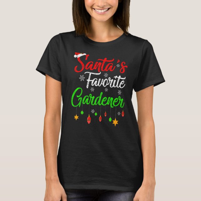 Xmas Santa S Favourite Gardener Christmas T-Shirt (Front)