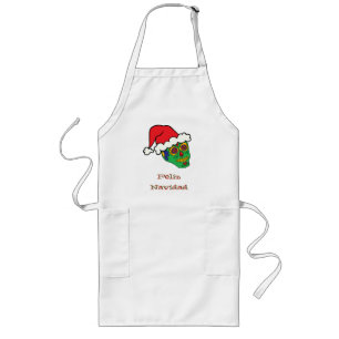 Xmas Santa Sugar Skull Long Apron