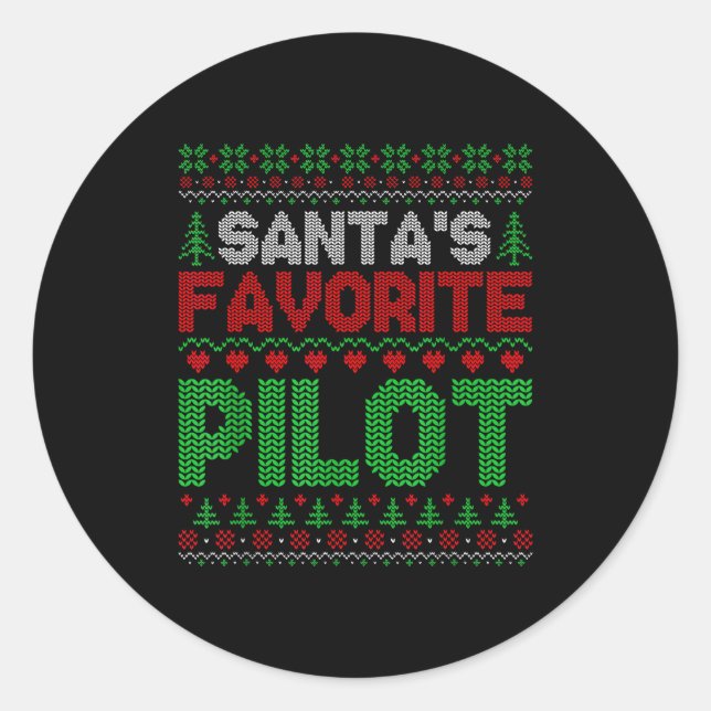 Xmas Santa's Favorite Lot Funny Ugly Christmas Swe Classic Round Sticker (Front)