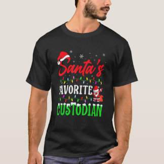 Xmas Santa's Favourite Custodian Christmas T-Shirt