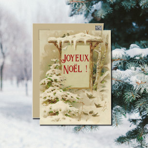 xmas scene with yard sign postcard