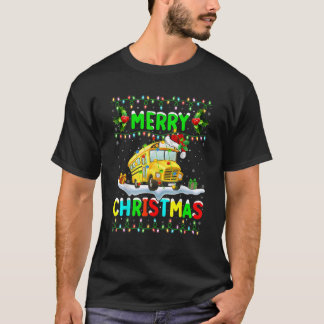 Xmas School Bus Lighting Santa Merry Christmas Sch T-Shirt