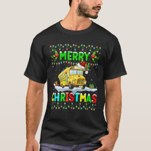 Xmas School Bus Lighting Santa Merry Christmas Sch T-Shirt