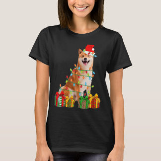 Xmas Shiba Inu Dog Christmas Lights Puppy   T-Shirt