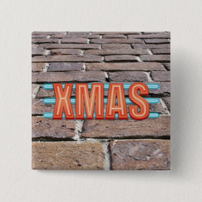 XMAS sign 15 Cm Square Badge (Front)
