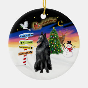 Xmas Signs - Belgian Sheepdog Ceramic Tree Decoration