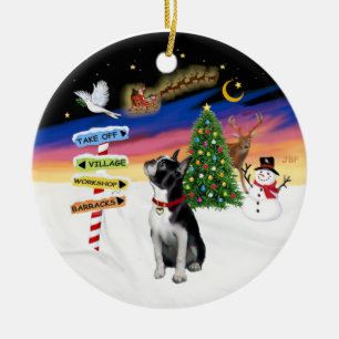 Xmas Signs - Boston Terrier #3 Ceramic Tree Decoration