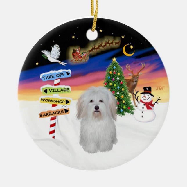 Xmas Signs - Coton de Tulear #3 Ceramic Tree Decoration (Front)