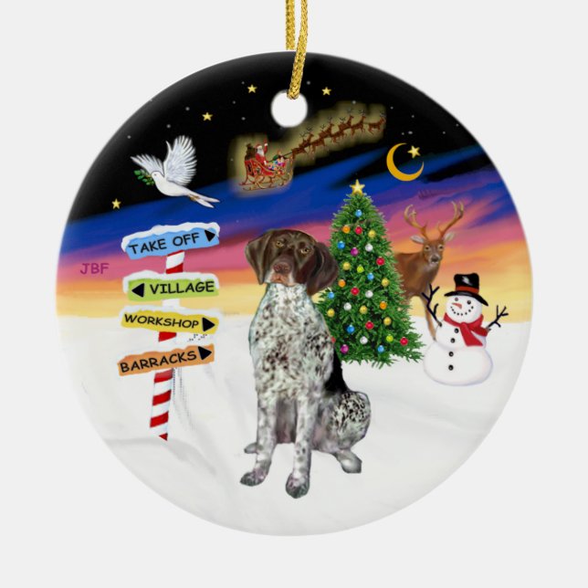 Xmas Signs - German Short Haired Pointer Ceramic Tree Decoration (Front)
