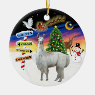 Xmas Signs - Llama 12 Ceramic Tree Decoration