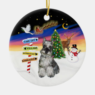 Xmas Signs - Schnauzer #4 Ceramic Tree Decoration