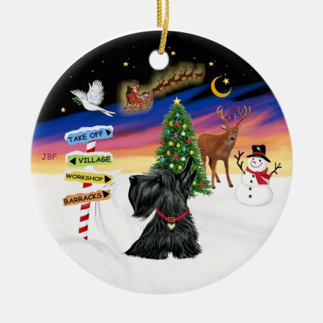 Xmas Signs - Scottish Terrier #12 Ceramic Tree Decoration (Front)
