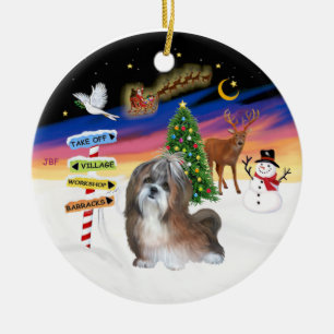 Xmas Signs - Shih Tzu 8B Ceramic Tree Decoration