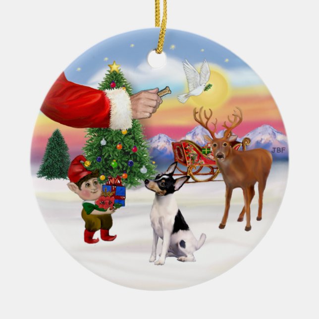 Xmas Signs - Toy Fox Terrier Ceramic Tree Decoration (Front)