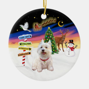 Xmas Signs - West Highland Terrier #3 Ceramic Tree Decoration