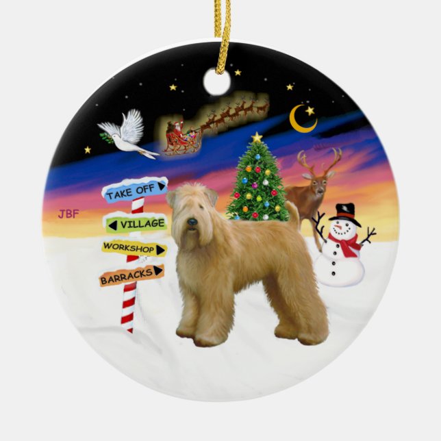 Xmas Signs - Wheaten (Stand) Ceramic Tree Decoration (Front)