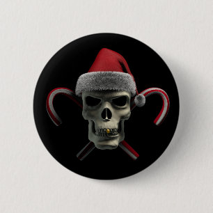 Xmas Skull 6 Cm Round Badge