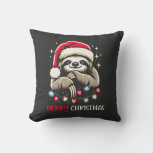 Xmas Sloth Festive Santa Cushion