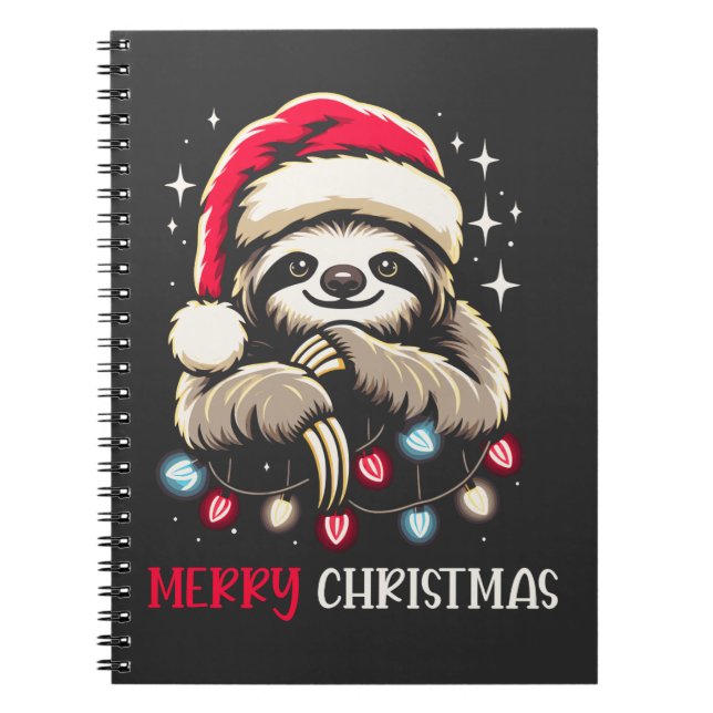 Xmas Sloth Festive Santa Notebook (Front)