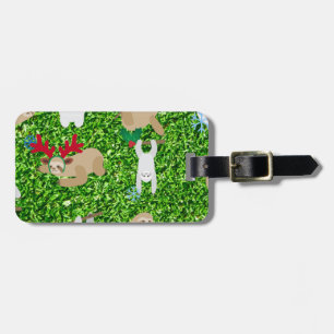 xmas sloth luggage tag