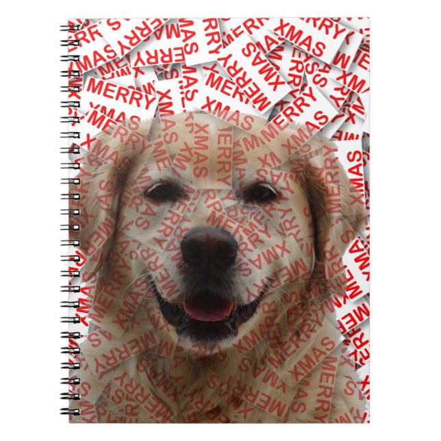Xmas Smiling Golden Retriever Dog Notebook (Front)