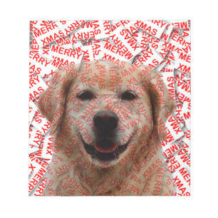 Xmas Smiling Golden Retriever Dog Notepad