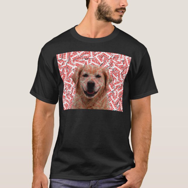 Xmas Smiling Golden Retriever Dog T-Shirt (Front)