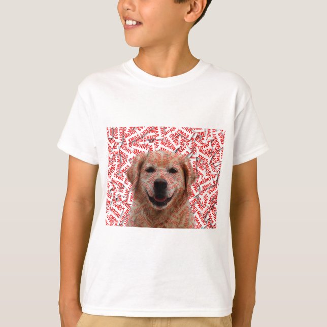 Xmas Smiling Golden Retriever Dog T-Shirt (Front)