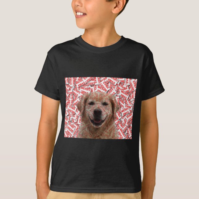Xmas Smiling Golden Retriever Dog T-Shirt (Front)