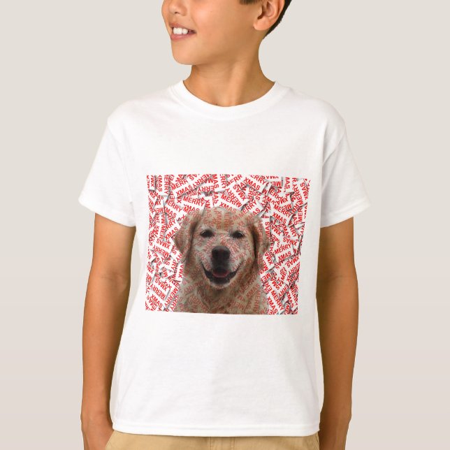 Xmas Smiling Golden Retriever Dog T-Shirt (Front)