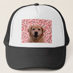 Xmas Smiling Golden Retriever Dog Trucker Hat