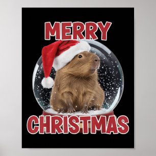 Xmas Snow Globe Merry Christmas Capybara  Poster