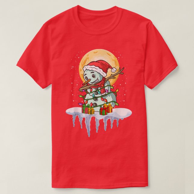 XMas Snow Winter Christmas Fairy Lights Snowman Da T-Shirt (Design Front)