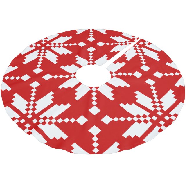 Xmas Snowflake Christmas Pattern Brushed Polyester Tree Skirt (Angled)