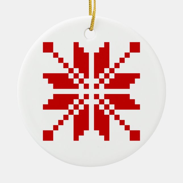 Xmas Snowflake Christmas Pattern Ceramic Tree Decoration (Front)
