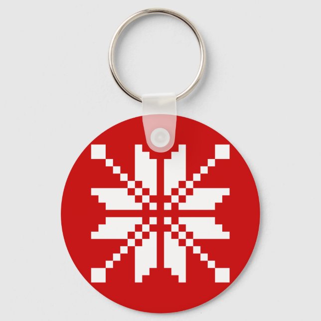 Xmas Snowflake Christmas Pattern Key Ring (Front)