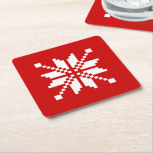 Xmas Snowflake Christmas Pattern Square Paper Coaster