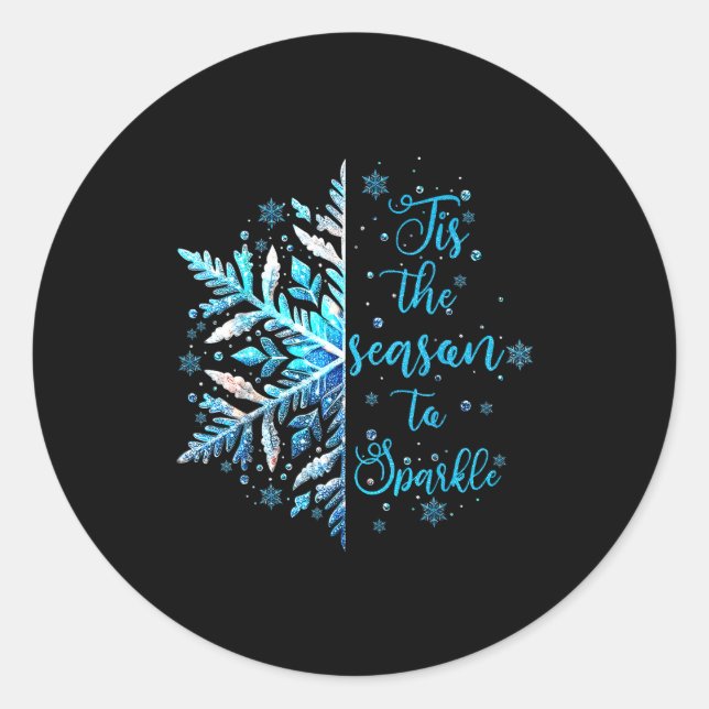 Xmas Snowflake Tis The Season Cozy Season Merry Ch Classic Round Sticker (Front)