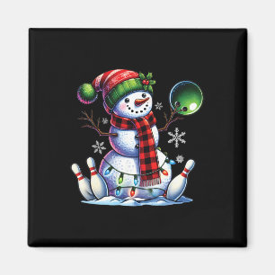Xmas Snowman Playing Bowling Ll And Pins Christmas Magnet
