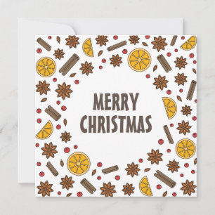 Xmas spices, cinnamon, star anise, orange doodles card